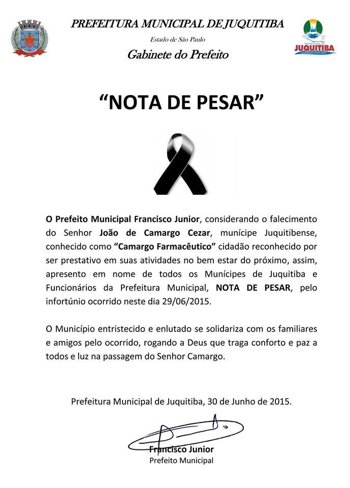 nota de pesar