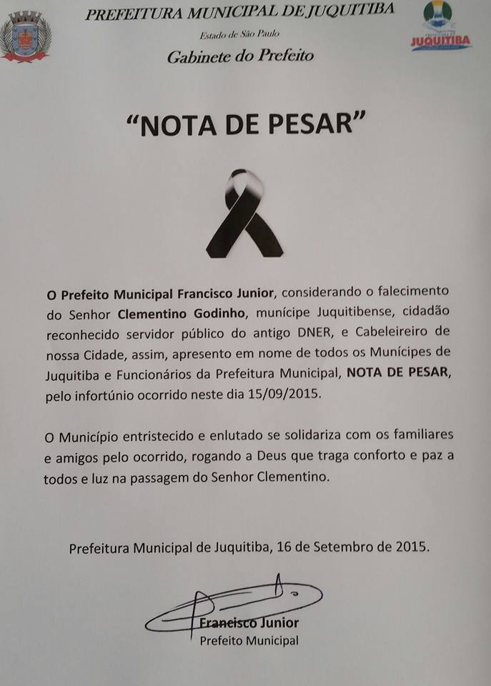 NOTA DE PESAR